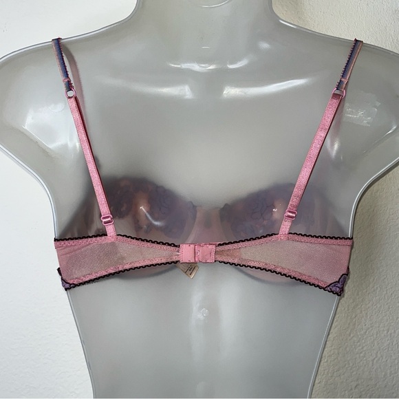 Y2K Victoria’s Secret Angels Sequin Floral Mesh Fairy Bra Pink Purple 34C - Picture 5 of 16